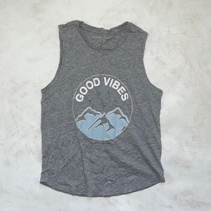 Spiritual Gangster “Good Vibes” Marled Grey Tank, Size Small
